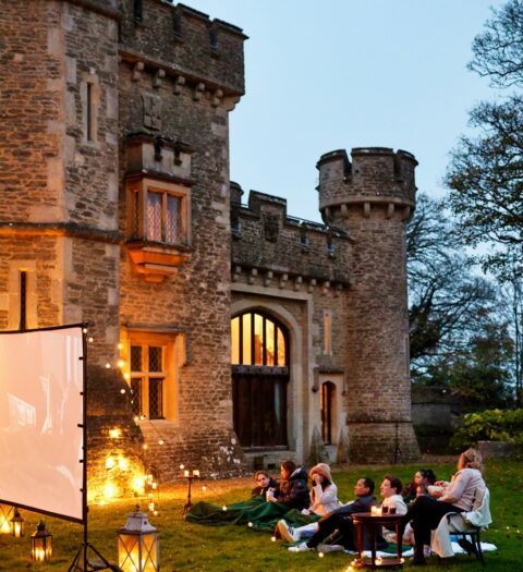 Students Watching Film Outside Burlington